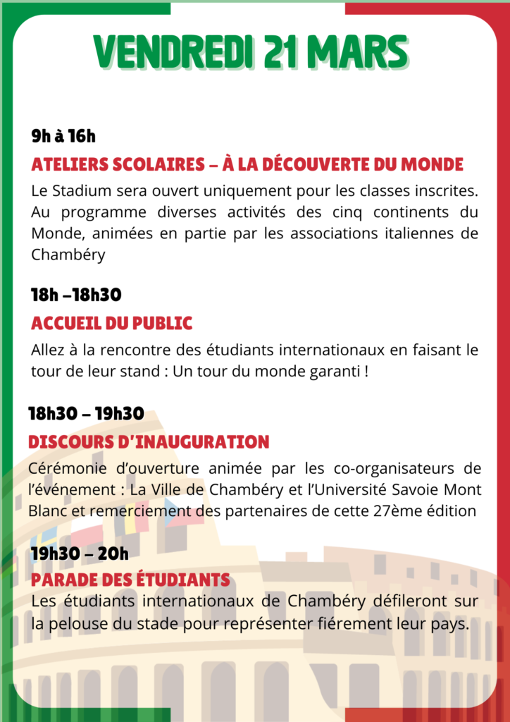 Page du programme pour le vendredi 21 mars