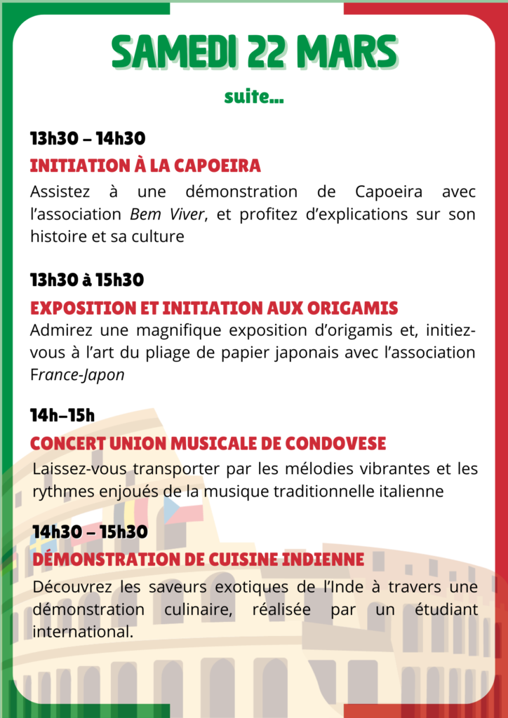 Deuxième page du programme su samedi 22 mars 